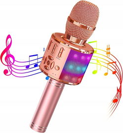 Mikrofon karaoke Bluetooth, bezprzewodowy mikrofon LED, RGB, Wowstar