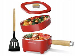 Elektryczny hot pot z parowarem 2 l/20 cm Audecook - czerwony