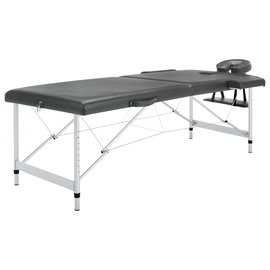 vidaXL Stół do masażu, 2-strefowy, aluminiowa rama, antracyt 186x68 cm