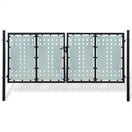 vidaXL Czarna brama ogrodzeniowa jednoskrzydłowa 300x125 cm