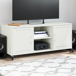 vidaXL Szafka RTV, biała, 100,5x39x43,5 cm, stal