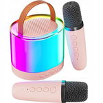 GŁOŚNIK DO KARAOKE RGB BLUETOOTH 2 MIKROFONY ZESTAW