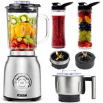 4w1 Blender kielichowy Szklany Yoer + MŁYNEK + 2 Bidony INOX 2,4L 1800W XXL