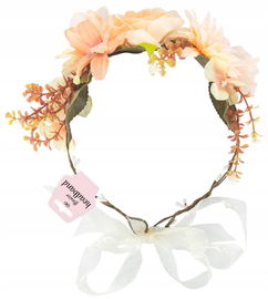 Wianek, opaska na głowę kwiaty brzoskwini, komunia, ślub, PartyPal