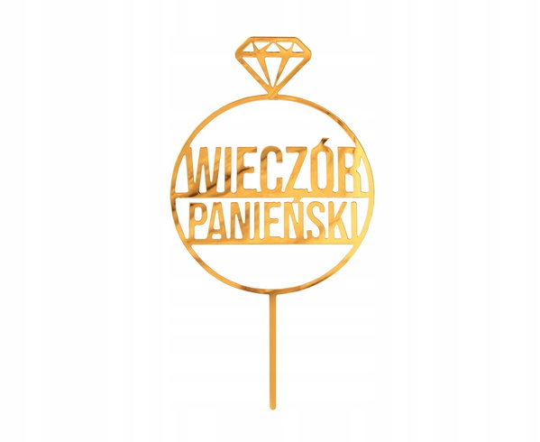 Topper na tort, Wieczór Panieński 10 x 18 cm złoty