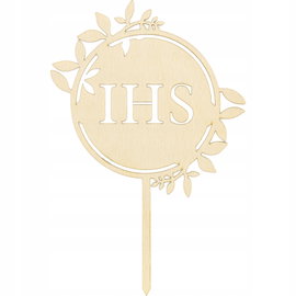 Topper na tort komunijny drewniany IHS Party Deco 23 x 15,5 cm