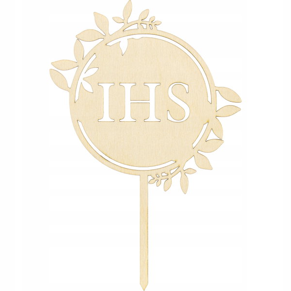 Topper na tort komunijny drewniany IHS Party Deco 23 x 15,5 cm