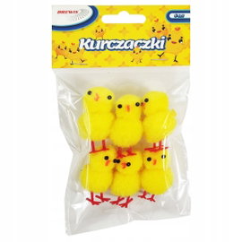 KURCZACZKI MAŁE PLUSZOWE 3,5cm DEKORACJA WIELKANOC 6szt. SKE4 BREWIS
