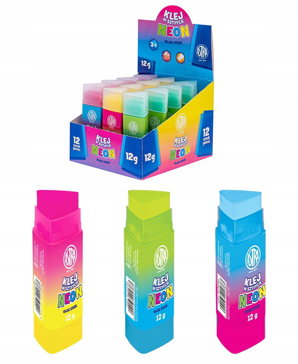 Klej w sztyfcie żółty Neonowy trójkątny Astra 12g