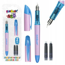 Pióro na naboje różowo-niebieskie + 2 naboje