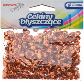 Cekiny błyszczące 6mm B150 miedziane, Brewis