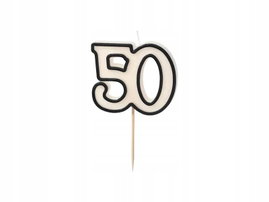 Świeczka na tort liczba 50, czarno-biały