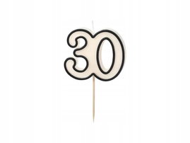 ŚWIECZKA URODZINOWA 30 BIAŁO-CZARNY 5,5CM