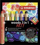 Kredki Woody Arty 3w1 6 kol temperówka