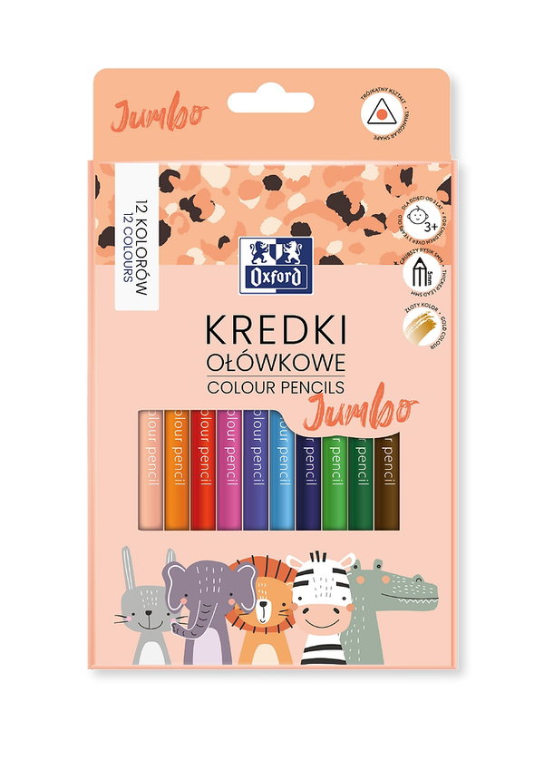 Kredki ołówkowe Oxford kids 12 szt. Jumbo