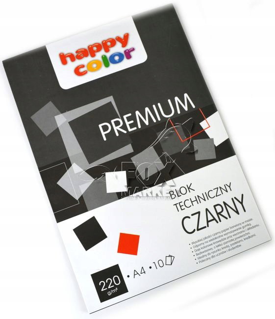 BLOK TECHNICZNY CZARNY A4 HAPPY COLOR PREMIUM 220g