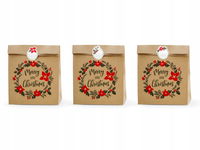 Torebki na prezenty Merry Little Christmas, kraft, 25x11x27cm