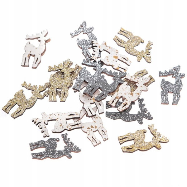 Drewniane jelonki samoprzylepne 2,1 x 3,8 cm, 18 szt., neutralne, DpCraft