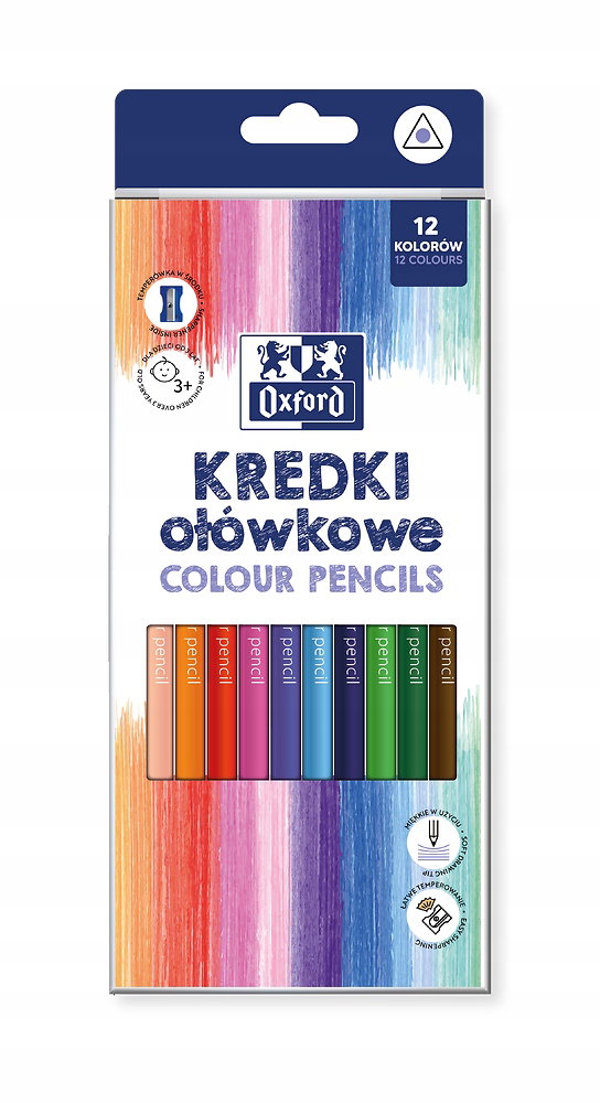 KREDKI OŁÓWKOWE OXFORD REGULAR 12 KOLORÓW