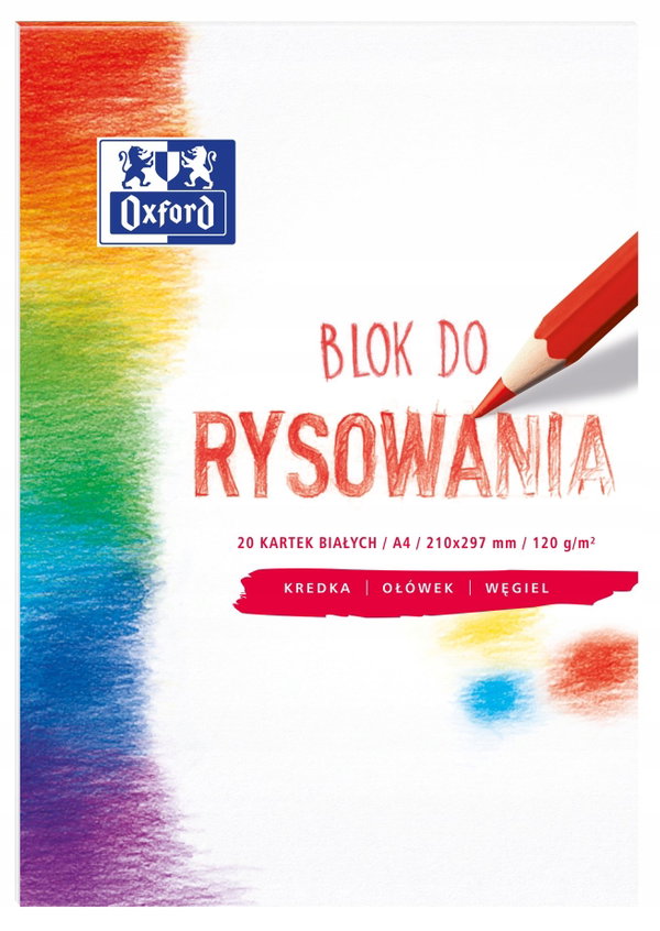 Blok rysunkowy A4 20k 120g biały, Oxford