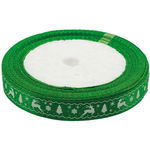 Wstążka 12mm x 22m, zielona (Boże Narodzenie), Brewis