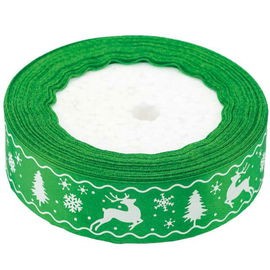 Wstążka 25mm x 25m, zielona (Boże Narodzenie), Brewis