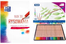 Zestaw do rysowania: kredki Milan i blok do rysowania Oxford