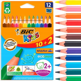BIC KIDS EVO TRÓJKĄTNE GRUBE KREDKI OŁÓWKOWE 12 KOL.