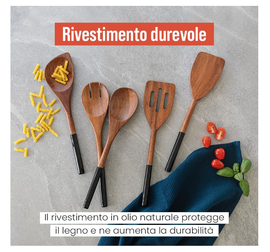 Zestaw 5 drewnianych łyżek kuchennych Chef Pomodoro