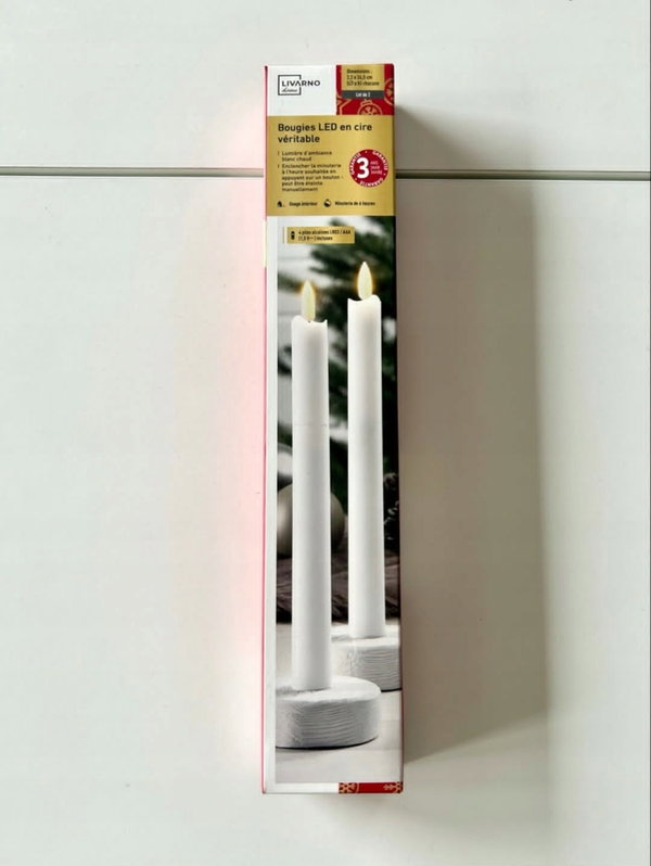 Świeczki białe długie 25 cm świece dekoracyjne LED ZESTAW 2 szt. LIVARNO