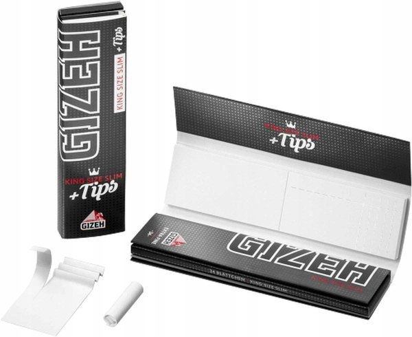 Bibułki do papierosów GIZEH Black King Size Slim + Tips 34 sztuki