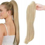 Warkocz kucyk z klipsem ciemny blond, mieszanka rozjaśnionego blondu 55 cm