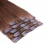 hair2heart Prawdziwe doczepiane włosy Clip-In 40 cm proste kolor 4 brązowy