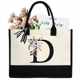 Chirest spersonalizowana płócienna torba na ramię z inicjałem dla kobiet