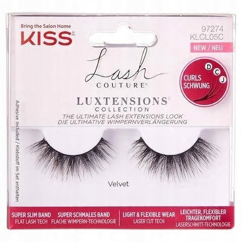 Rzęsy syntetyczne na paskach Kiss LuXtensions Velvet czarne