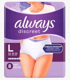 PIELUCHOMAJTKI ALWAYS DISCREET ROZMIAR L 8 SZT.