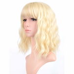 Peruka platynowy blond pastelowa falista syntetyczna 30 cm