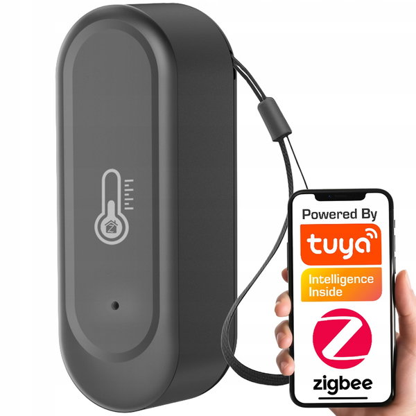Czujnik Temperatury Wilgotności Zewnętrzny Czarny IP65 ZigBee TUYA Smart