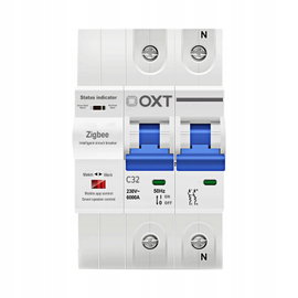 Inteligentny Bezpiecznik C 32A 2P 54mm DIN ZigBee TUYA Smart Life OXT