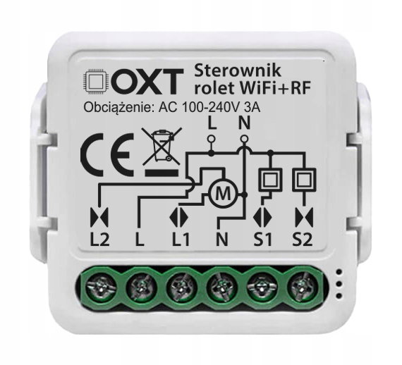 OXT Sterownik Rolet Żaluzji Kąt Pochylenia Lameli WiFi+RF TUYA Mini Smart