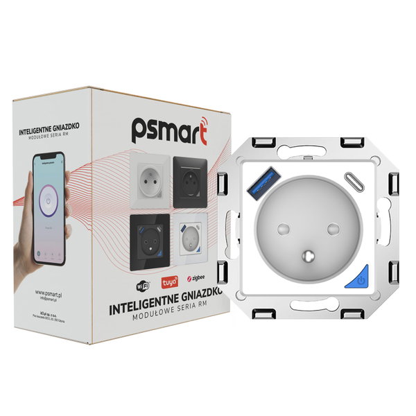 Inteligentne gniazdo z pomiarem prądu USB ZigBee TUYA PSMART białe