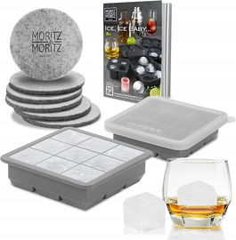 Foremki do lodu Silikonowe z Pokrywkami na 18 kostek 6 podstawek Szary