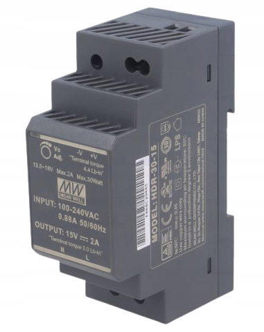 Zasilacz HDR-30-15 DIN DC 15V 2A wideodomofon