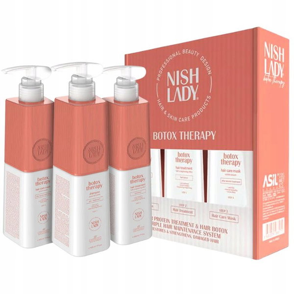 NISH LADY Botox Therapy profesjonalny zestaw do prostowania włosów 3x503 ml