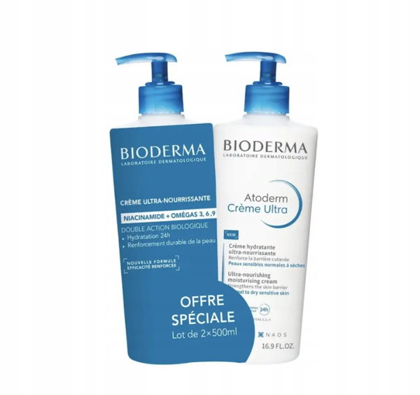 Bioderma Atoderm Creme Ultra krem nawilżający 2 x 500 ml do skóry suchej