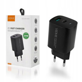 Ładowarka sieciowa VIDVIE PLE248 20W USB + USB-C z kablem czarna