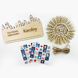 KALENDARZ ADWENTOWY z grawerem dla dziecka świąteczny zestaw 01a