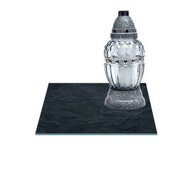 SZKLANA PODSTAWKA POD ZNICZE Z DEDYKACJĄ 40x40cm Skała 74h