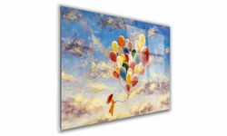 OBRAZ NA SZKLE PROSTOKĄTNY 100x70cm 023 Dziewczynka z balonami