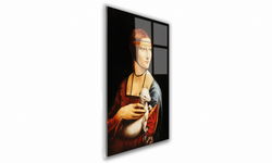 OBRAZ NA SZKLE PROSTOKĄTNY 70x100cm 002 Dama z gronostajem